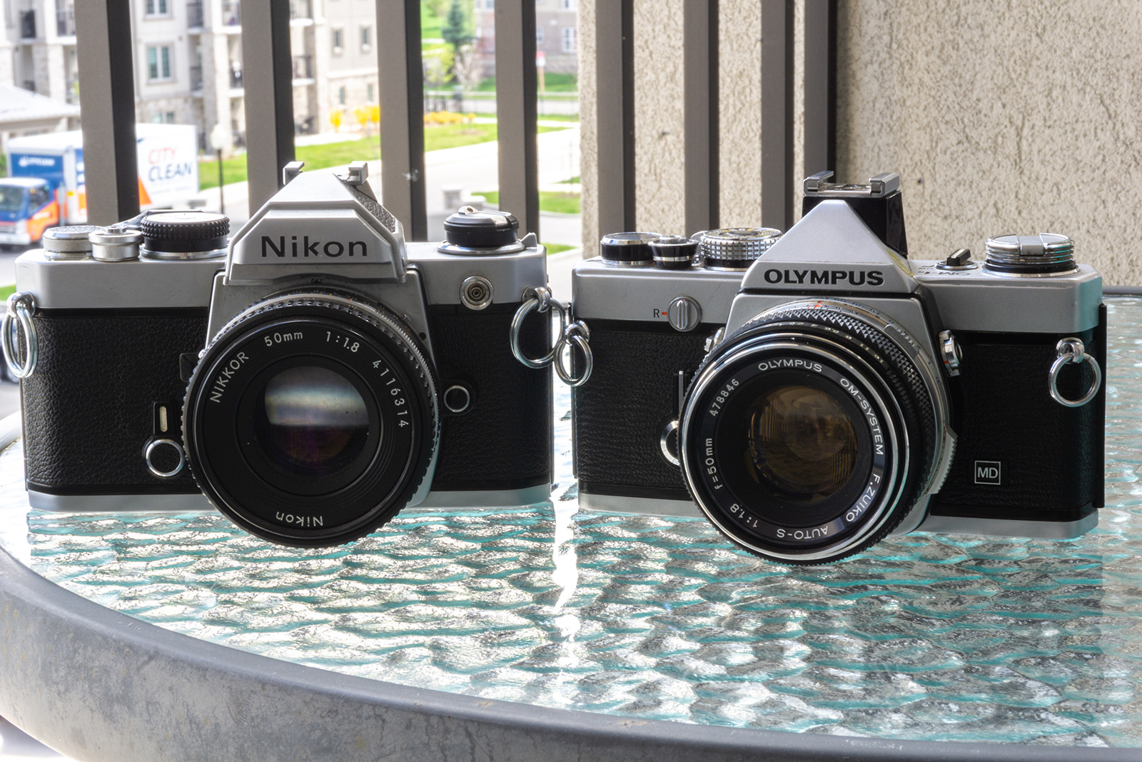 Nikon FM and Olympus OM-1n